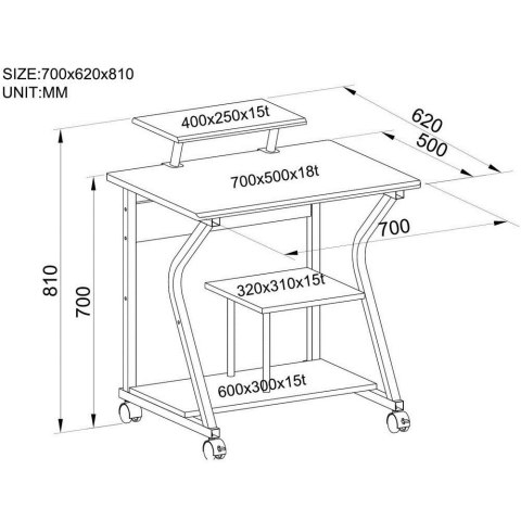 TECHLY MAŁE BIURKO KOMPUTEROWE 700X500 STOLIK Z NA