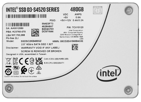 Dysk SSD Solidigm (Intel) S4520 480GB SATA 2.5" SSDSC2KB480GZ01 (DWPD up to 3)