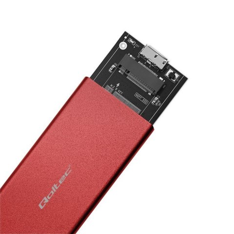 QOLTEC OBUDOWA NA DYSK M.2 SSD | SATA | NGFF | USB 3.0 | SUPER SPEED 5GB/S | 2TB | CZERWONY