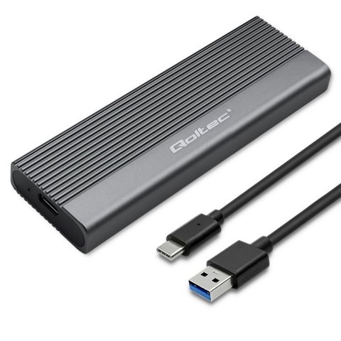 QOLTEC OBUDOWA NA DYSK SSD M.2 | SATA | NGFF | USB-C | SUPER SPEED | 2TB | SZARY