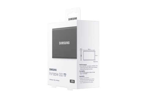 Dysk Samsung SSD T7 Portable 2TB MU-PC2T0T/WW szary