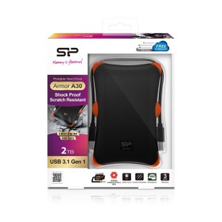 Dysk zewnętrzny HDD Silicon Power Armor A30 (2TB; 2.5"; USB 3.2; 5400 obr/min; Orange-Black; SP020TBPHDA30S3K)