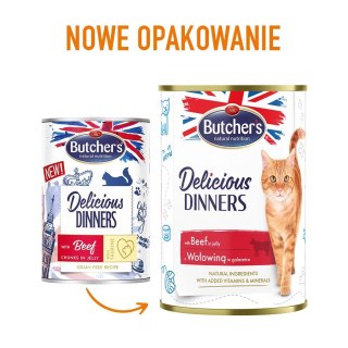 BUTCHER'S Delicious Dinners Kawałki z wołowiną w galaretce - mokra karma dla kota - 400 g