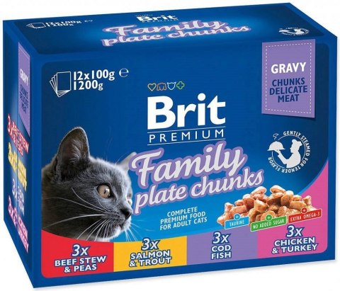 BRIT Cat Pouches Family Plate - mokra karma dla kota - 12 x 100g