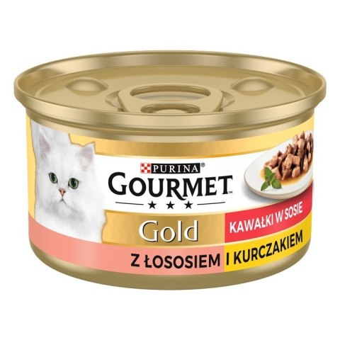 GOURMET GOLD Łosoś i kurczak w sosie mokra karma dla kota - puszka - 85 g