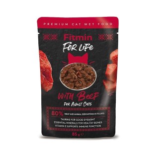 FITMIN For Life Cat Pouch Adult Beef - mokra karma dla kota - 85 g